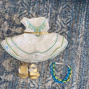 American girl doll dress with headband and shoes